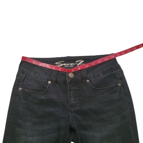 Seven7 Women's Mid Rise Tummyless Slimming Skinny Jeans Black Size 6 - Picture 9 of 10